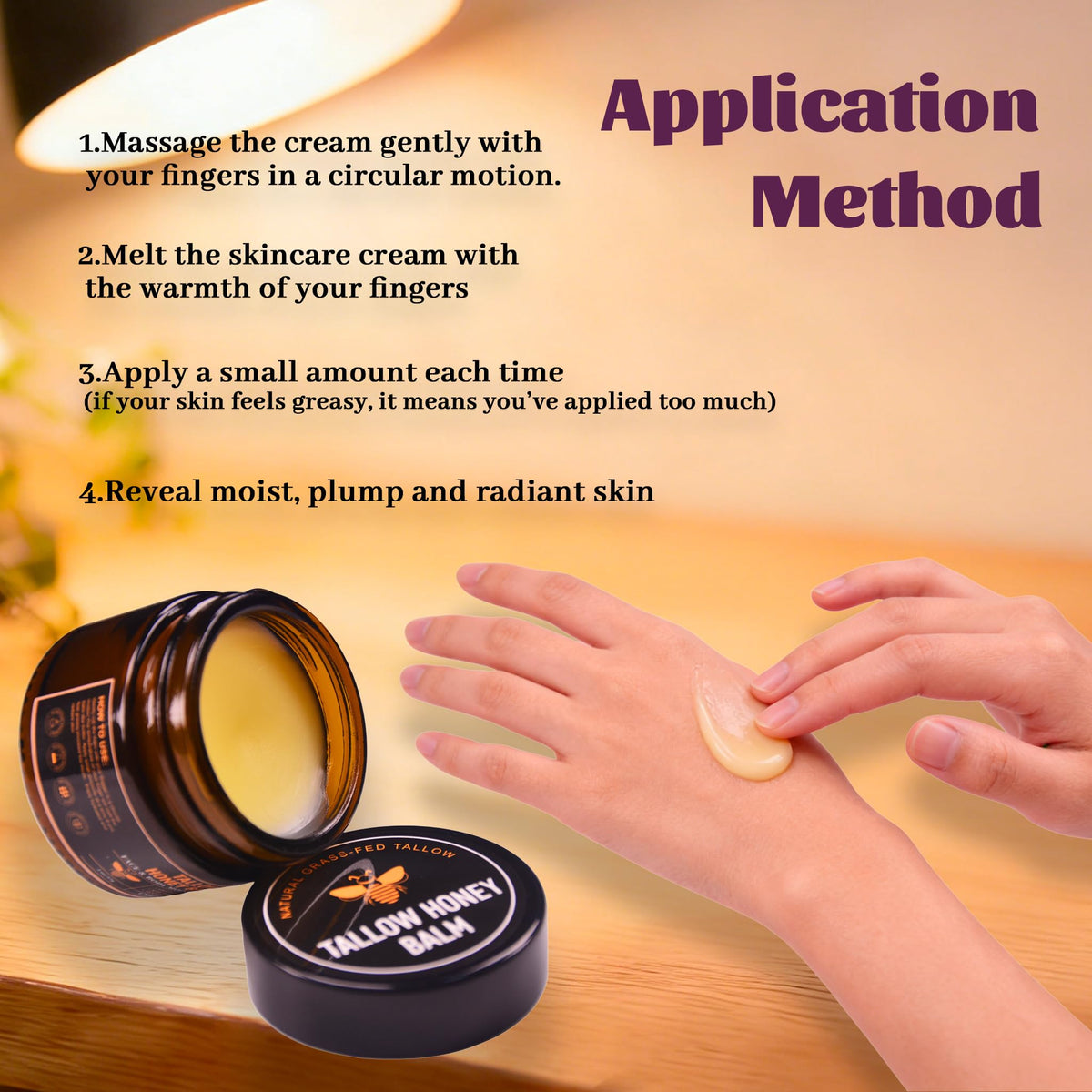 Application scene showing quick absorbing cream on skin.