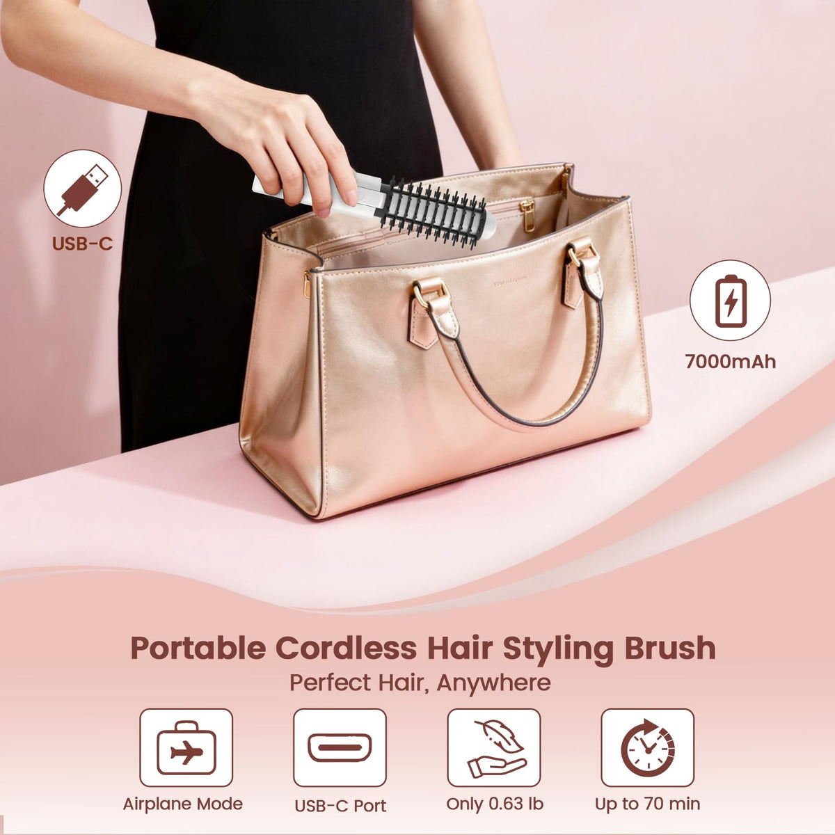 Detachable comb attachment on Youbella cordless curling brush.