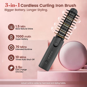 Youbella cordless hair curler brush flight mode ensures safe travel storage