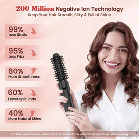 Youbella cordless hair curler brush temperature control demonstrates four heat levels