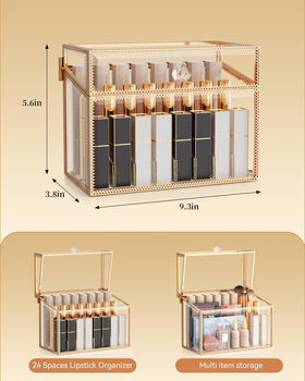 Youdepot-ample-storage-24-slots expands vanity space for cosmetics and fragrances.