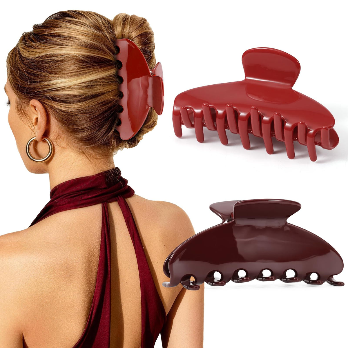 Yougeigy 2-pack hair clip red for quick, chic daytime looks