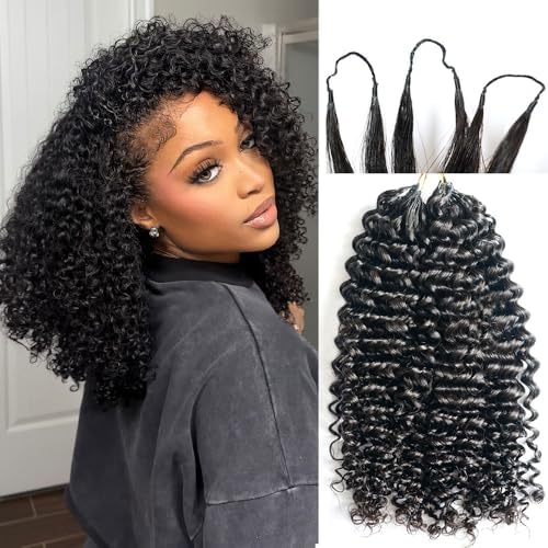 Youleas pre-separated knotless curly crochet extensions for quick installation.