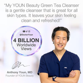 YOUN Beauty Green Tea Cleanser foam close-up highlights a gentle, everyday cleanse.