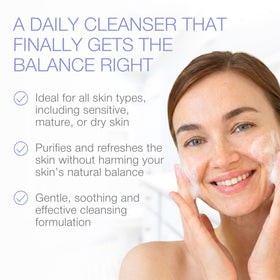 YOUN Beauty Green Tea Cleanser label close-up highlights paraben-free, cruelty-free formula for all skin types.