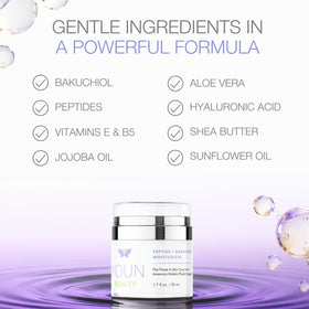 YOUN Beauty Peptide + Bakuchiol Moisturizer ingredients highlight plant-based hydration.