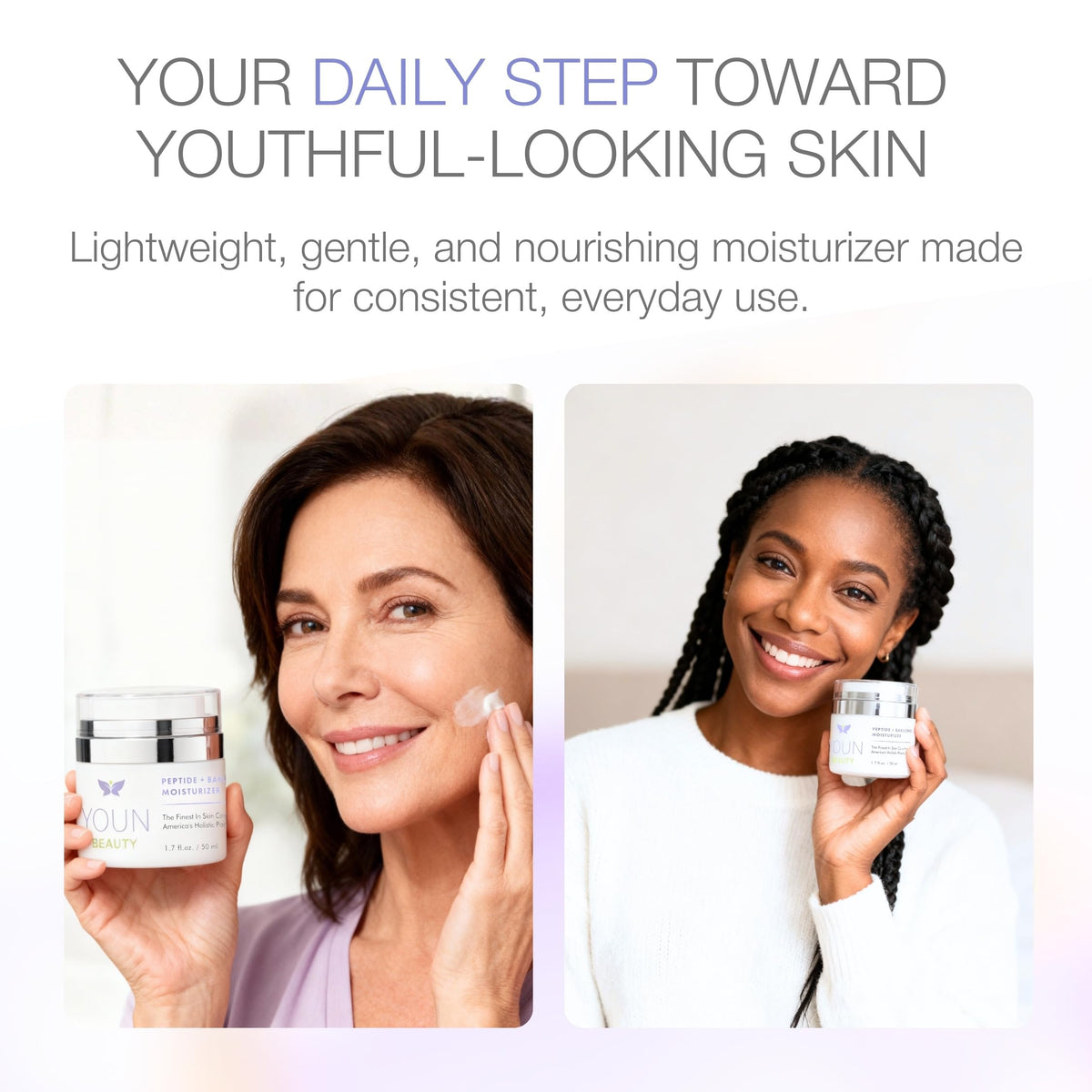 YOUN Beauty Peptide + Bakuchiol Moisturizer vegan cruelty-free packaging.