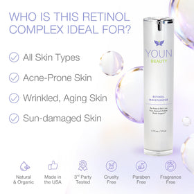 YOUN Beauty Retinol Night Cream with hyaluronic acid and vitamin E for moisture
