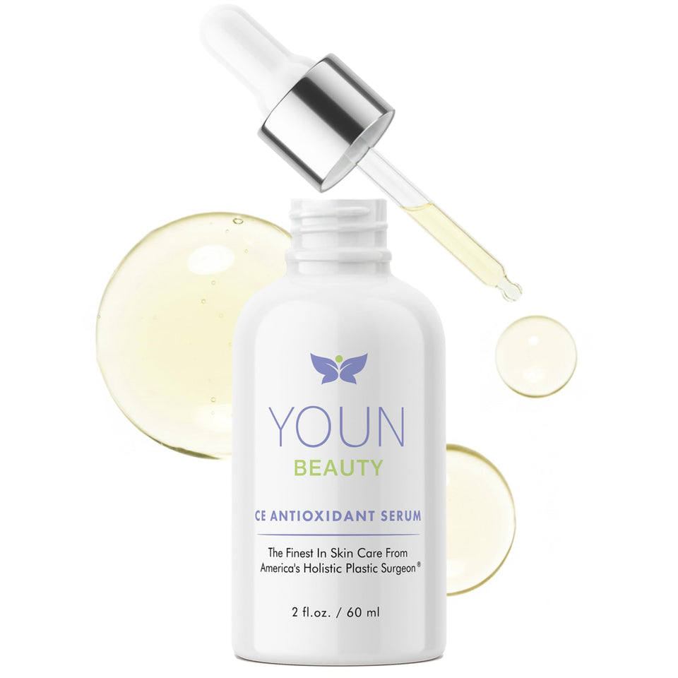 YOUN Beauty 20% Vitamin C serum bottle showing brightening formula