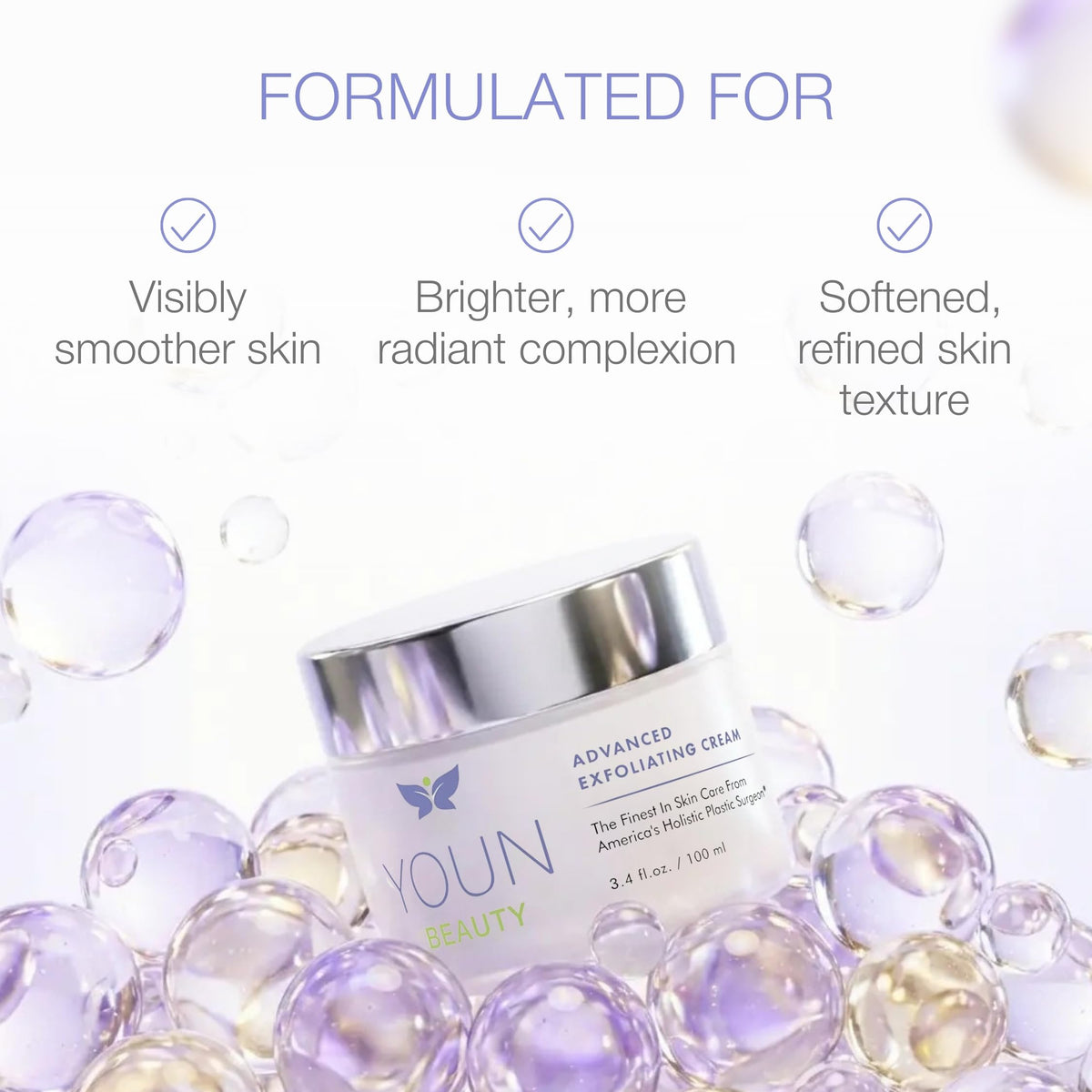 YOUN Beauty wash-off application rub demonstrates gentle exfoliation without irritation