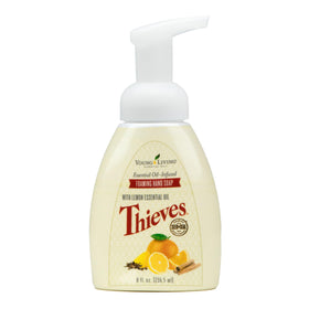 Young Living Thieves Foaming Hand Soap 8oz bottle front view shows premium plant-based formula.
