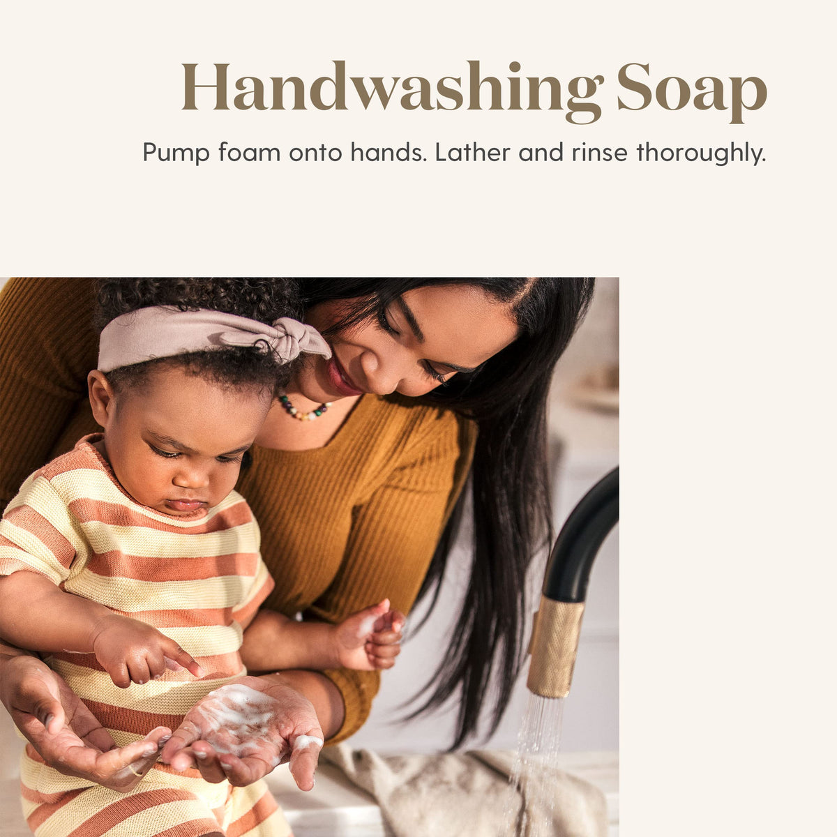 Young Living Thieves Foaming Hand Soap foam close-up highlights rich lather that rinses clean.