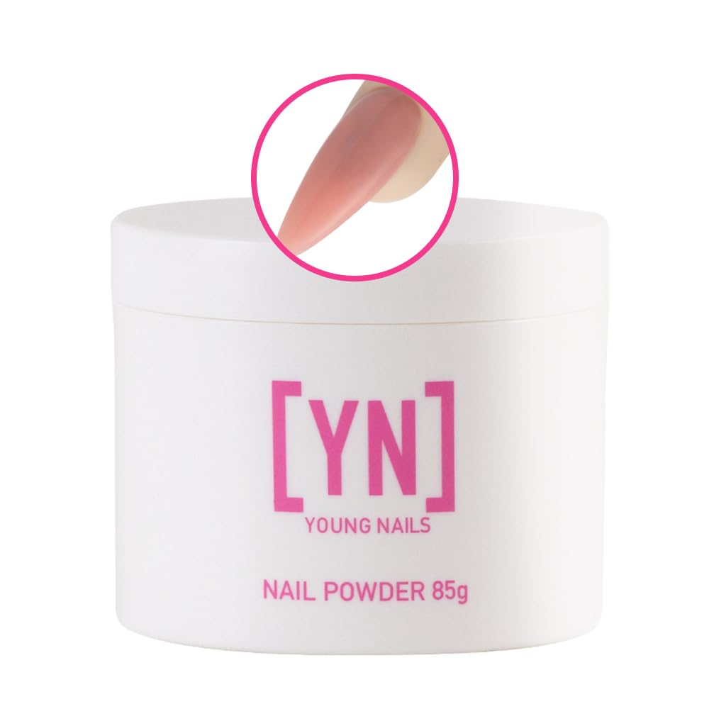 Young Nails Acrylic Cover Powder color range featuring nude, pink, and clear shades for versatile designs.