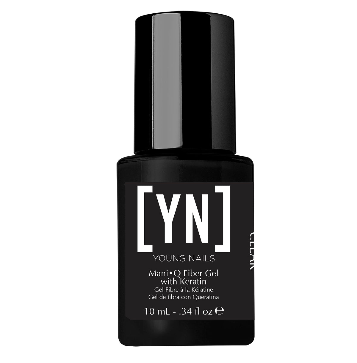 Young Nails ManiQ Fiber Gel Keratin bottle demonstrates long-wear adhesion for natural nails