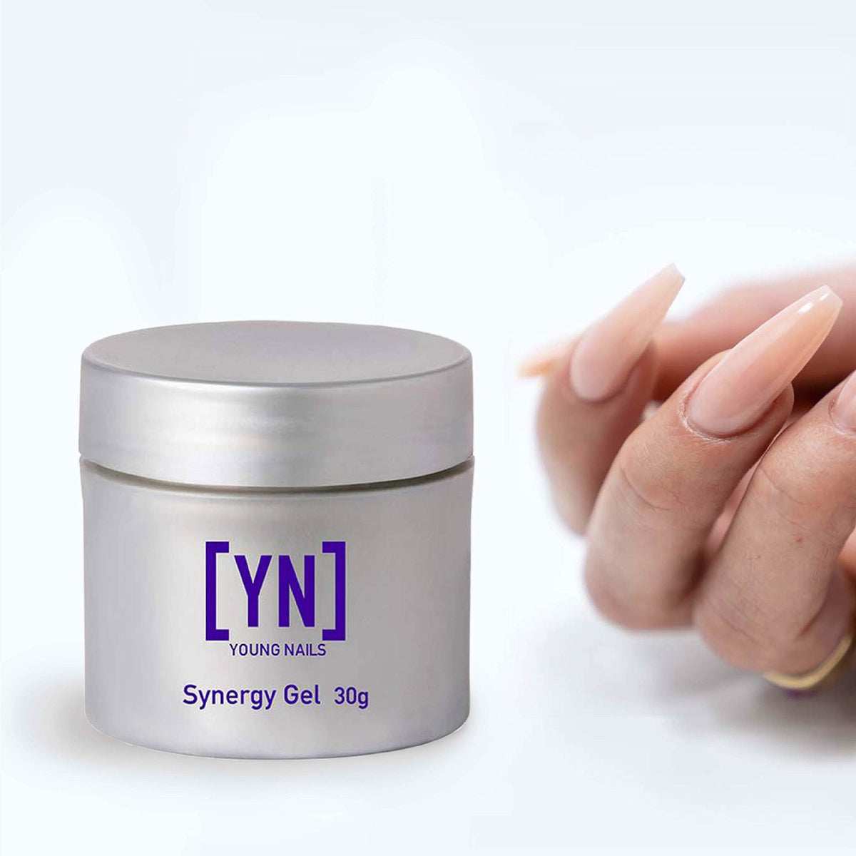 Young Nails Synergy Flex Gel self-leveling for quick, even coverage.