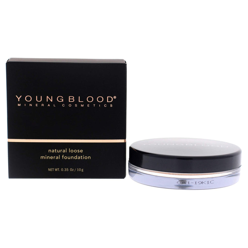 Youngblood Clean Luxury Mineral Foundation bottle delivering natural, buildable coverage for all skin types.