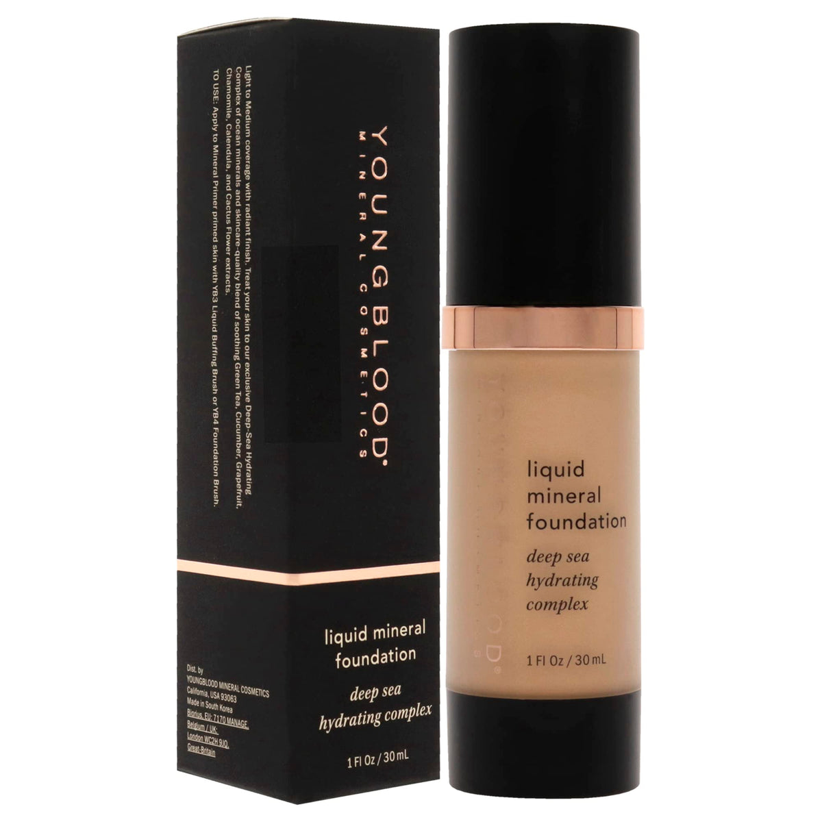 Swatch showing dewy skin glow with Youngblood Mineral Foundation.