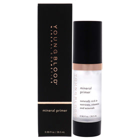 Youngblood Mineral Primer bottle close-up, colorless base to extend makeup wear.