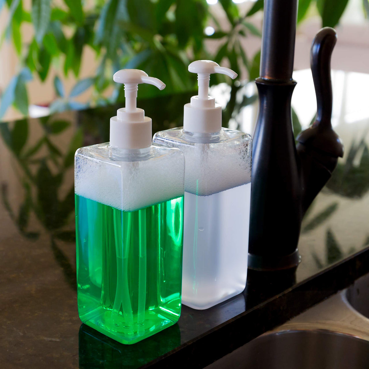 Youngever bottles in use for shampoo, body wash, and lotion routines.
