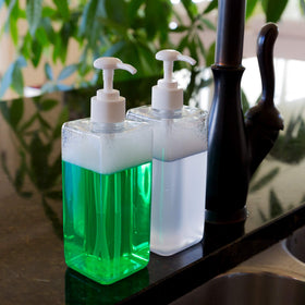 Youngever bottles in use for shampoo, body wash, and lotion routines.