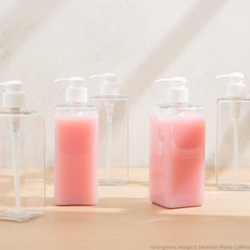 Youngever 16-ounce pump bottle close-up shows the pump head and locking feature.