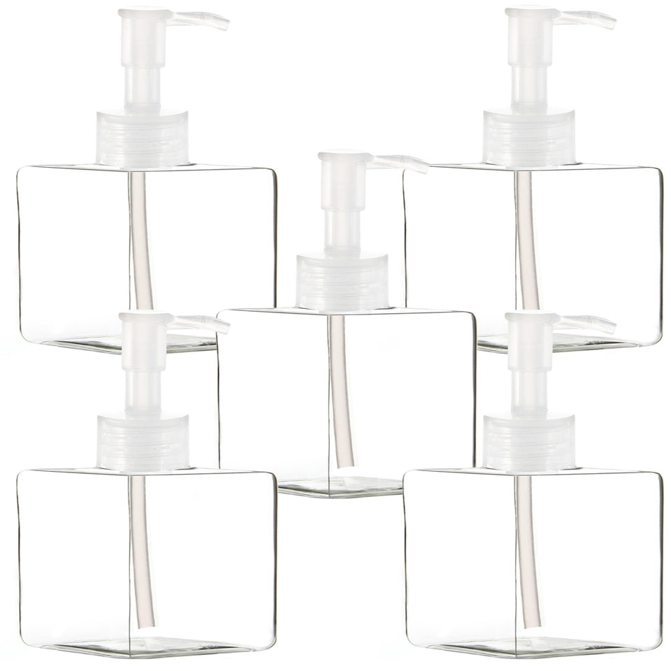 Youngever 5-pack clear pump bottles top view for convenient dispensing.