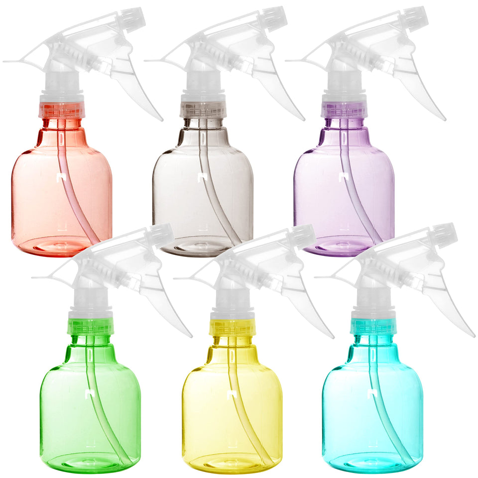 Youngever 6-pack empty spray bottles in assorted colors for DIY cleaning solutions.