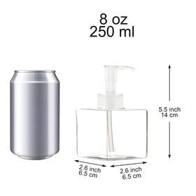 Youngever 8 oz clear square pump bottles versatile for shampoo, lotion, or soap.