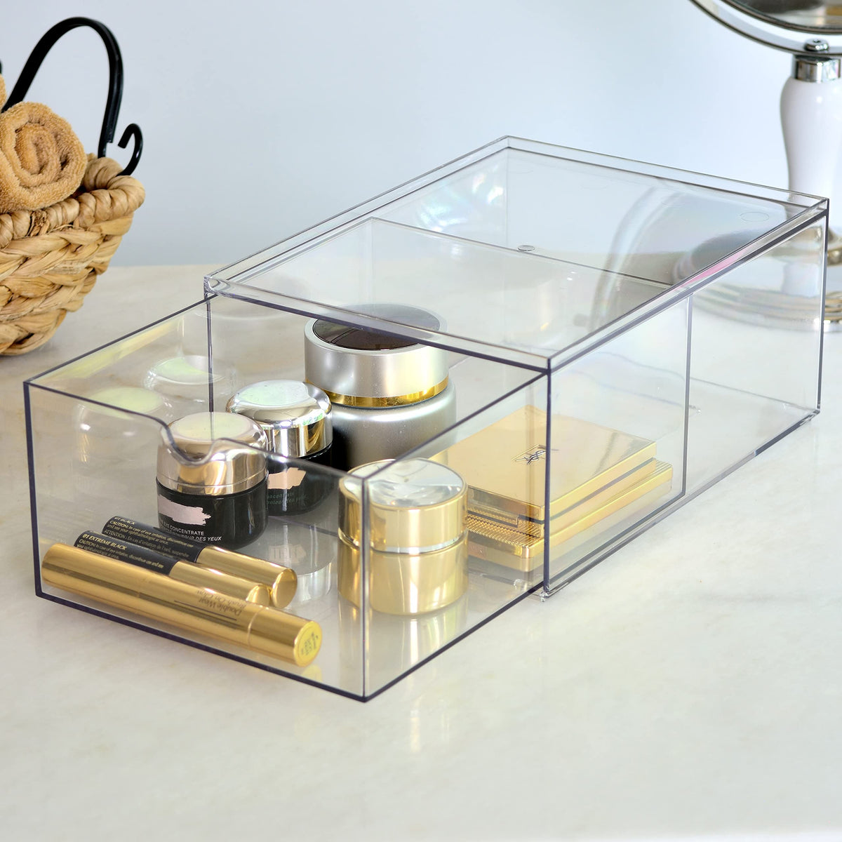 Youngever bathroom counter storage drawer unit keeps essentials tidy.