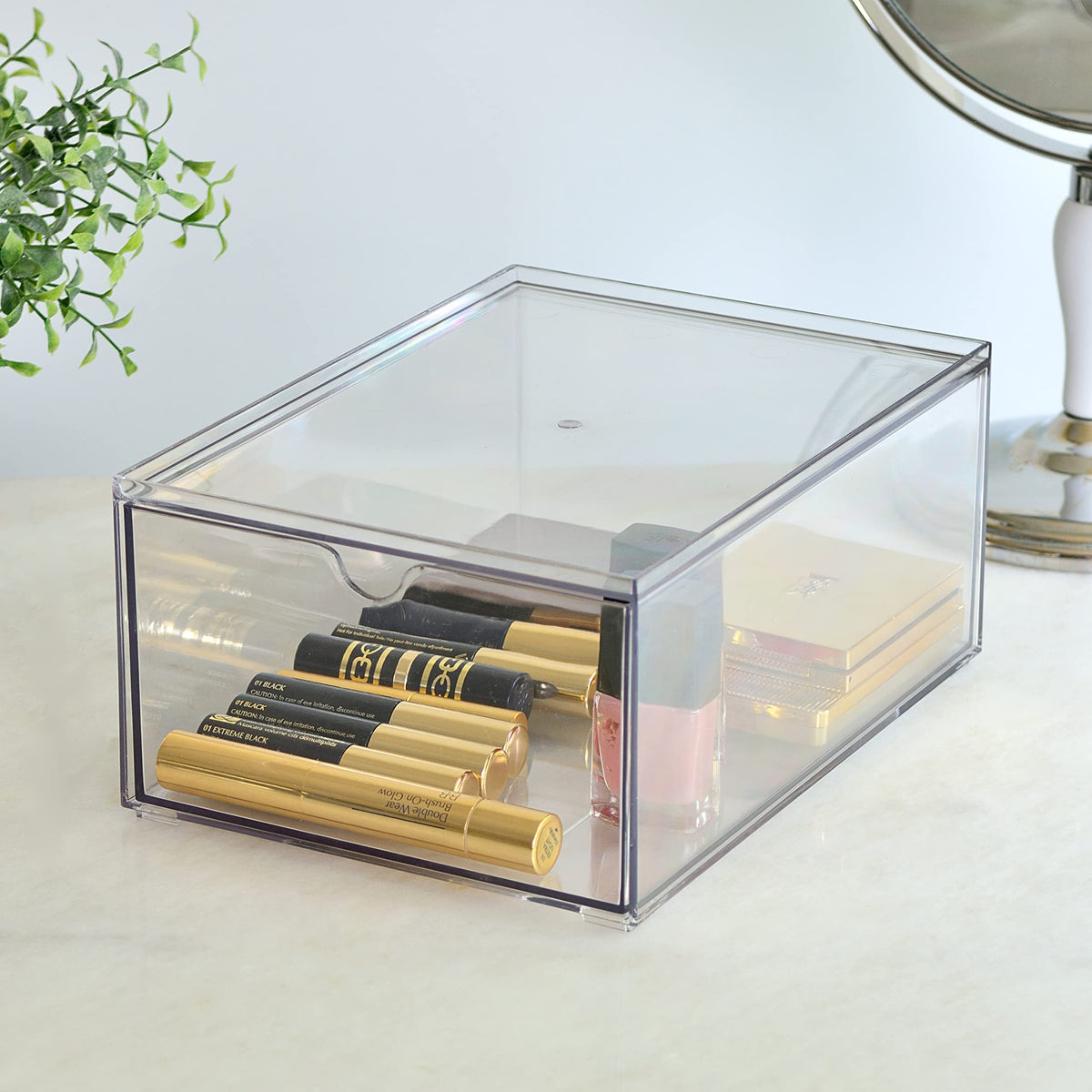 Youngever makeup organizers drawers with pull-out handles for easy access.