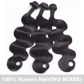Youngirl Brazilian body wave bundles in a 3-pack offering true length and fullness.