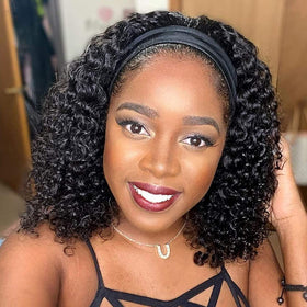 Youngirl Deep Wave Headband Wig, front view, natural gloss for easy everyday wear.