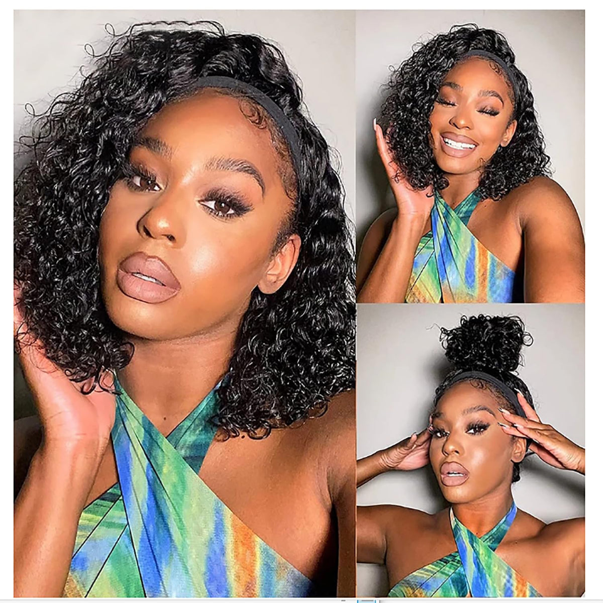 Youngirl Deep Wave Headband Wig, side view, lightweight comfort for all-day styling.