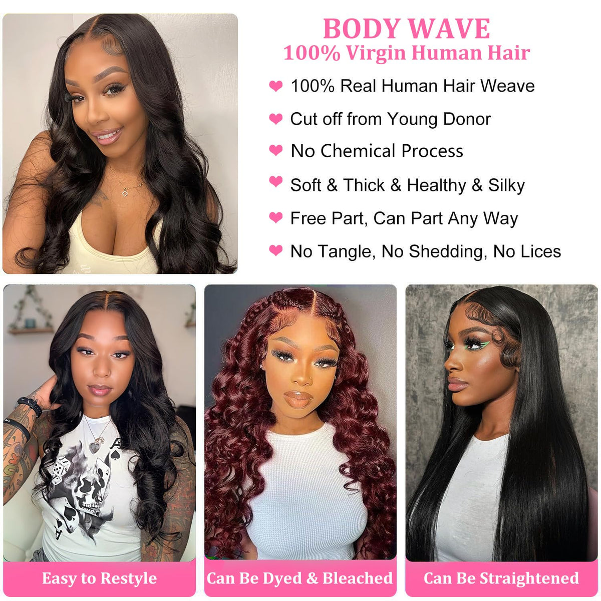 Youngirl unprocessed Brazilian hair can be dyed, bleached, and styled safely.