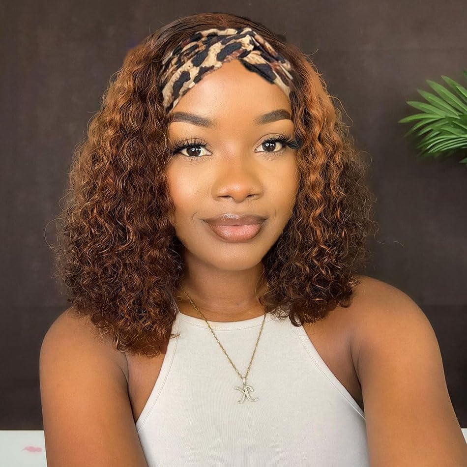 Youngirl ombre deep wave headband wig 12-inch, easy instant style.