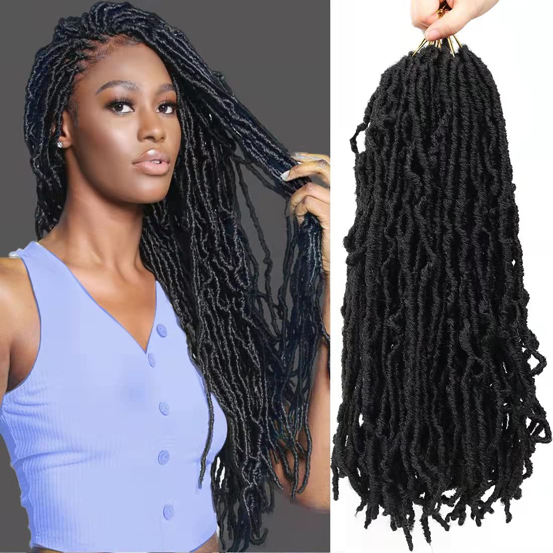 Youngther 18 inch faux locs crochet hair for quick natural style.