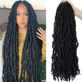 Youngther 24 inch faux locs package shows full, lightweight goddess locs for quick styling