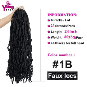 Youngther faux locs close-up texture highlights soft natural-looking crochet hair