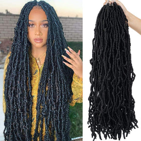 Youngther faux locs crochet hair 24-inch shows soft, lightweight texture for comfortable wear.