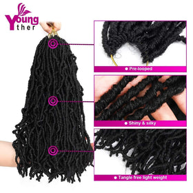 Youngther pre-looped locs enable easy crochet installation with extended strands