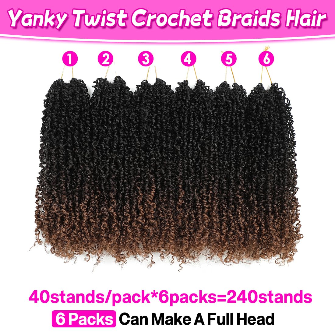 Youngther Yanky Twist crochet hair 12 inch demonstrates smooth, natural-looking texture