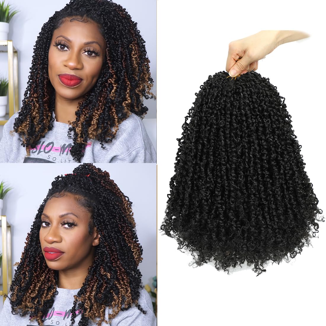 Close-up of Youngther Yanky Twist hair showing pre-twisted texture for quick, natural styling.