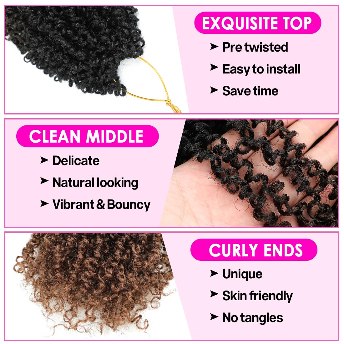 Youngther Yanky Twist crochet hair full-volume appearance for a natural silhouette