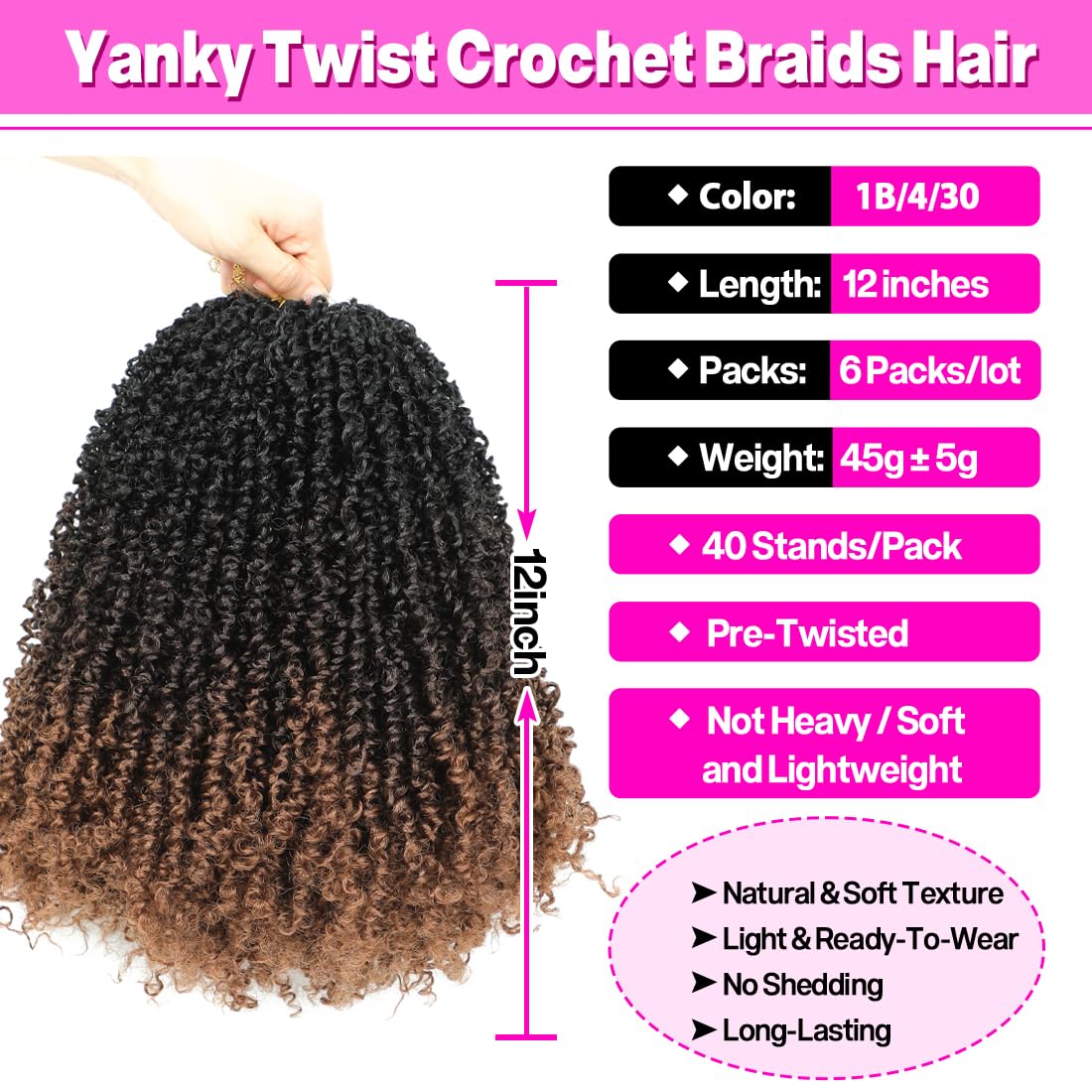 Youngther Yanky Twist crochet hair pre-looped design eases home installation