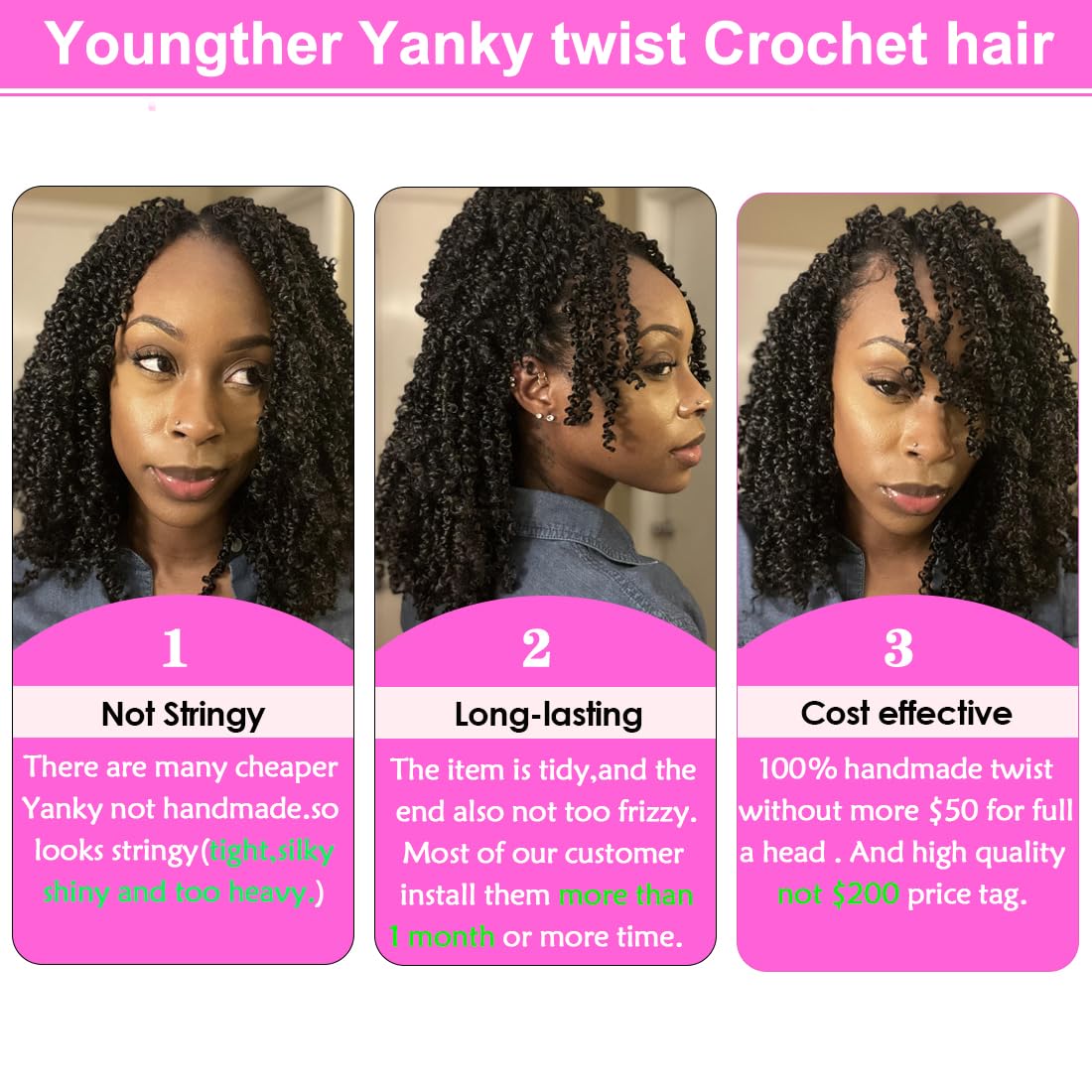 Soft, lightweight Youngther Yanky Twist fibers ideal for all-day comfort.