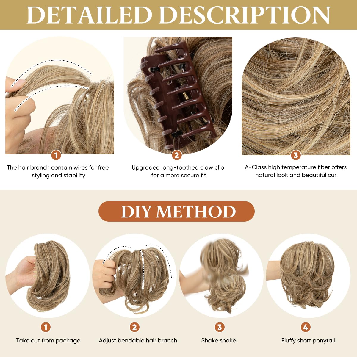 Youngways clip-on design secures hair without pins.