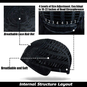 YOUNIGA blue bob wig adjustable cap ensures comfortable wear all day.