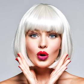 YOUNIGA white bob wig, casual day-to-night versatility with comfort.