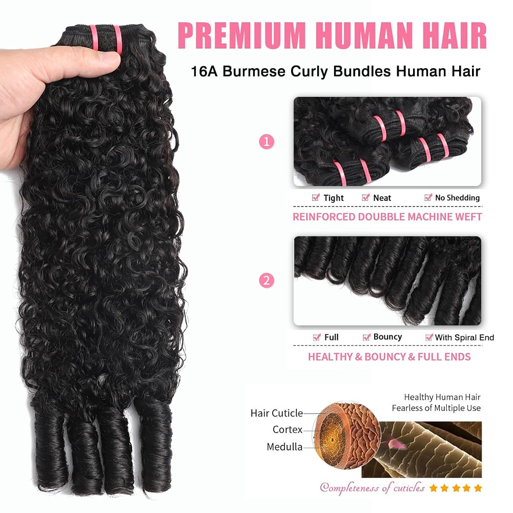 Younsolo Burmese curly hair bundles double weft closeup for durable tangle-free wear.