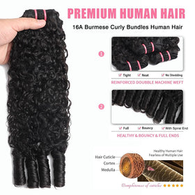 Younsolo Burmese curly hair bundles double weft closeup for durable tangle-free wear.